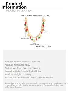 Detailed size specifications for a gold alloy double-layer Christmas tree necklace