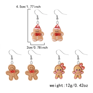 Λεπτομέρειες διαστάσεων και βάρους για τρία ζευγάρια χριστουγεννιάτικα σκουλαρίκια μπισκότο
