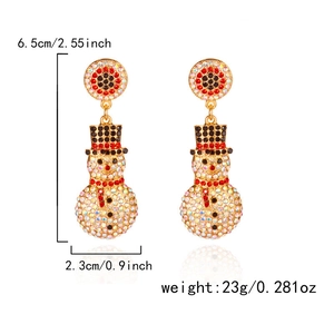 Boucles d'oreilles bonhomme de neige de Noël avec strass colorés et détails dorés