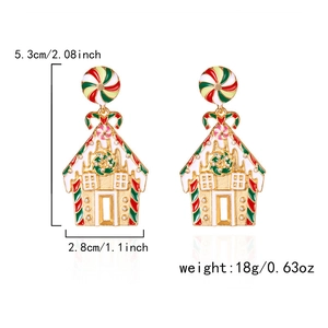 Boucles d'oreilles maison de pain d'épice de Noël avec cannes de bonbon colorées
