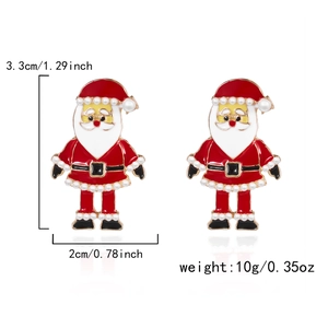 Details und Maße der rot-weißen Weihnachtsmann-Ohrringe mit künstlichen Perlen