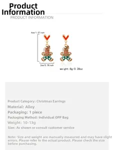 Détail de boucles d'oreilles bonhomme de pain d'épices, taille 4x2cm et poids 8-13g