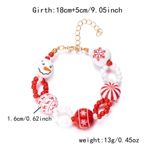 Detailoverzicht van kerstman-kralenarmband inclusief afmetingen en gewichtsspecificaties