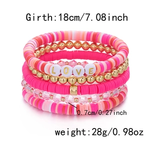 Detaillierte Größentabelle für rosa Herz Mehrlagen-Perlenarmband Set für Frauen