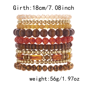 Detail view of bohemian beaded bracelet set showing 18cm circumference and 56g weight
