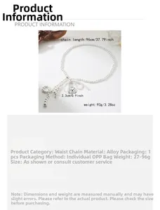 Détail de la chaîne de taille en perles avec design nœud et pendentif en forme de cœur