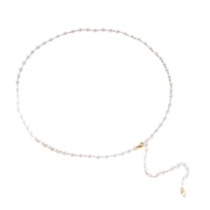Chaîne de taille en perles blanches avec fermoir doré pour robes et tenues de soirée