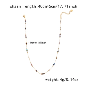 Tableau des tailles détaillé avec chaîne de 40cm et perles en pierre naturelle de 4mm