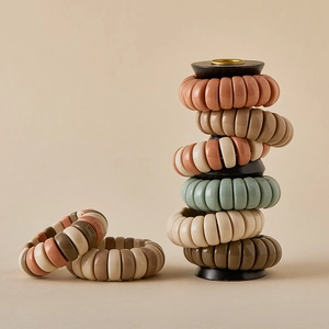 Morandi beaded stretch bracelet set in coffee and beige tones for elegant layered styling