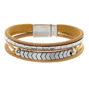 Böhmisches Mehrlagiges Armband Für Damen Vintage Legierung Kunstleder Geometrischer Pfeil Strass Eingelegter Schmuck Magnetverschluss Armreif