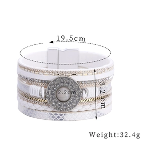 Detailed view of bohemian multilayer bracelet with magnetic clasp and crystal stones