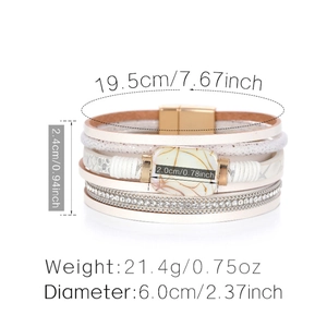 Detailed size parameters for the multilayer faux pearl leather wrap bracelet with magnetic clasp