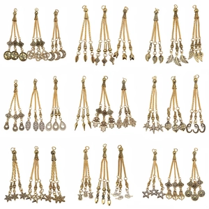 Vintage Alloy Long Tassel Pendants Ethnic Tasbih Prayer Beads Accessories DIY Jewelry Findings Gold Hollow Out Tassel Charms For Decoration