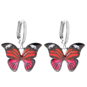Boucles d'oreilles papillon colorées avec ailes imprimées rouge noir blanc et crochets