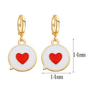 Mode Legierung Herz Sprechblase Tropfenohrringe für Damen mit roter Emaille 14mm Größe