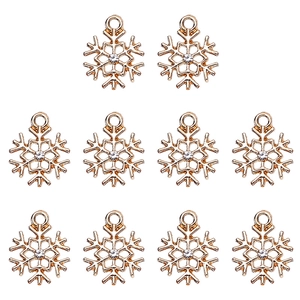 10er-Set goldene Schneeflocken-Anhänger mit Zirkonia-Stein für DIY-Schmuckherstellung