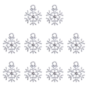 10er-Set silberne Schneeflocken-Anhänger mit Zirkonia für DIY-Schmuckherstellung