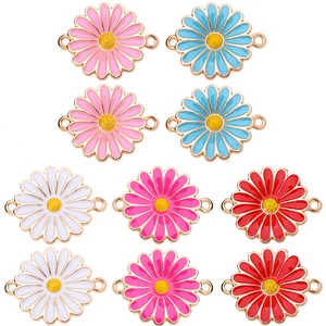 Alloy Enamel Daisy Flower Charms Double Loop Jewelry Connectors For DIY Necklace Bracelet Making Fresh Sweet Floral Pendant Accessories