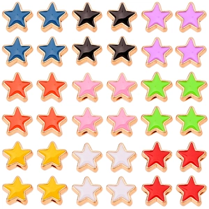 Colorful 10mm star shaped alloy beads with enamel finish for DIY jewelry making