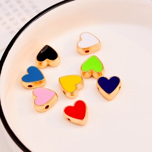 DIY 10mm gold-plated heart enamel charms in various colors for jewelry making