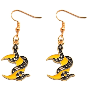 Boucles d'oreilles lune et serpent noir gothiques avec détails d'étoiles célestes