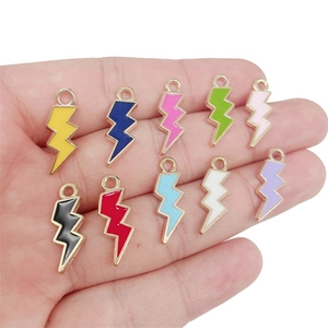Enamel Alloy Lightning Bolt Charms For DIY Jewelry Making Colorful Lightning Pendants For Earrings Bracelets Necklace Accessories