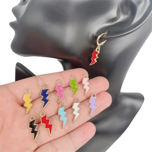 Colorful lightning bolt alloy charms for DIY earrings and jewelry in ten vibrant colors