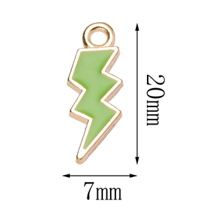 Pendentif éclair DIY 20mm en émail vert et alliage doré pour colliers et boucles