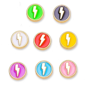 Perles émaillées éclair coloré 8mm dorées pour la création de bijoux et bracelets DIY