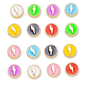 Perles rondes de 8mm en émail éclair coloré avec cadre doré pour création de bijoux
