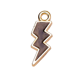 Détail du pendentif éclair avec bordure dorée et émail foncé pour la création de bijoux