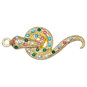 Goldener Schlangenanhänger mit bunten Zirkoniasteinen für DIY-Schmuckherstellung