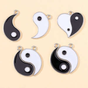 Alloy Enamel Tai Chi Yin Yang Heart Fish Pendants For DIY Jewelry Making Necklace Bracelet Accessories Jewelry Finding