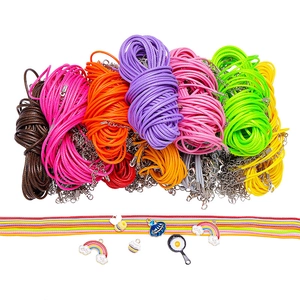 Cordón de collar encerado de 1,5mm de colores con cierres de langosta y dijes DIY