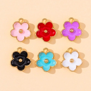 Pendentifs Fleur de Cerisier en Alliage Émaillé Plaqué Or Breloques de Bijoux DIY Pour Fabrication de Collier Bracelet