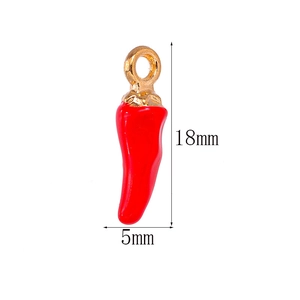 Red chili pepper pendant made of alloy and oil drip with 18mm height measurement