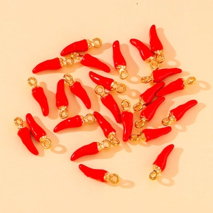 Creative 3D Red Chili Pepper Alloy Pendant DIY Drip Oil Jewelry Findings For Necklace Keychain Accessories