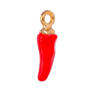 Vibrant 3D red chili pepper pendant with golden ring for DIY necklaces and keychains
