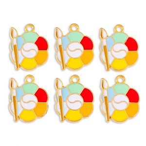 Set di 6 ciondoli colorati a forma di tavolozza e pennello per gioielli fai-da-te