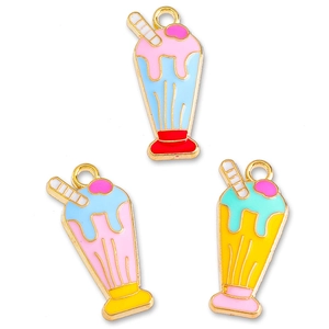 DIY colorful alloy ice cream pendants for jewelry making with drip oil finish