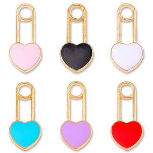 Herz Büroklammer Anhänger Charms Legierung Emaille DIY Schmuck Zubehör Für Armband Schlüsselanhänger Süßer Koreanischer Stil Damen