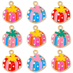 Ciondolo a Forma di Scatola Regalo di Natale in Lega Smaltata Accessori per Gioielli Fai da Te Bracciale Orecchino Donna Ragazze
