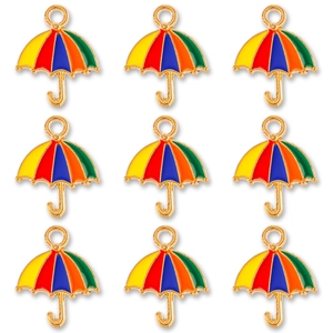 Set of colorful umbrella alloy charms with enamel finish for DIY jewelry and earrings