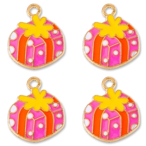 Ciondoli colorati smaltati a forma di pacco regalo di Natale per bracciali e orecchini