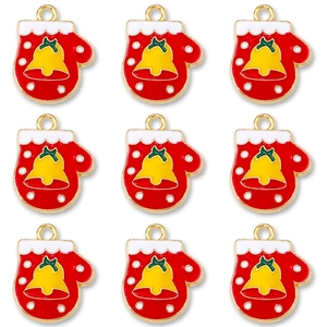 Ciondolo Smaltato Guanto Rosso di Natale Lega Motivo a Campana Charm per Collana Bracciale Orecchini Gioielli Fai da Te