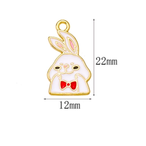 Niedlicher Hasenanhänger aus weißer Legierung mit roter Schleife, 22mm x 12mm DIY Schmuck