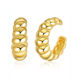 Boucles d'oreilles créoles croissant plaquées or 18K avec design torsadé en spirale