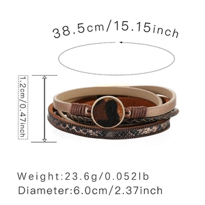 Dettagli su dimensioni e peso del bracciale multistrato con stampa animalier