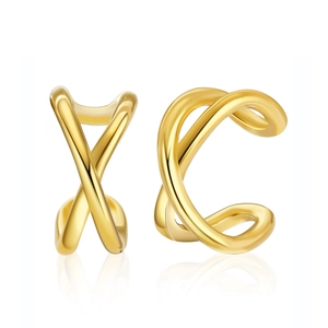 Boucles d'oreilles minimalistes plaquées or 18K avec design croisé poli en C