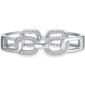 Silver chain link bracelet with sparkling rhinestones in a minimalist luxury design